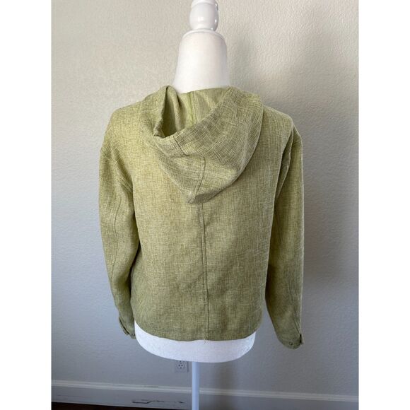 Avec Les Filles Green Hooded Zip Button Lightweight Jacket Size Small - Picture 4 of 9